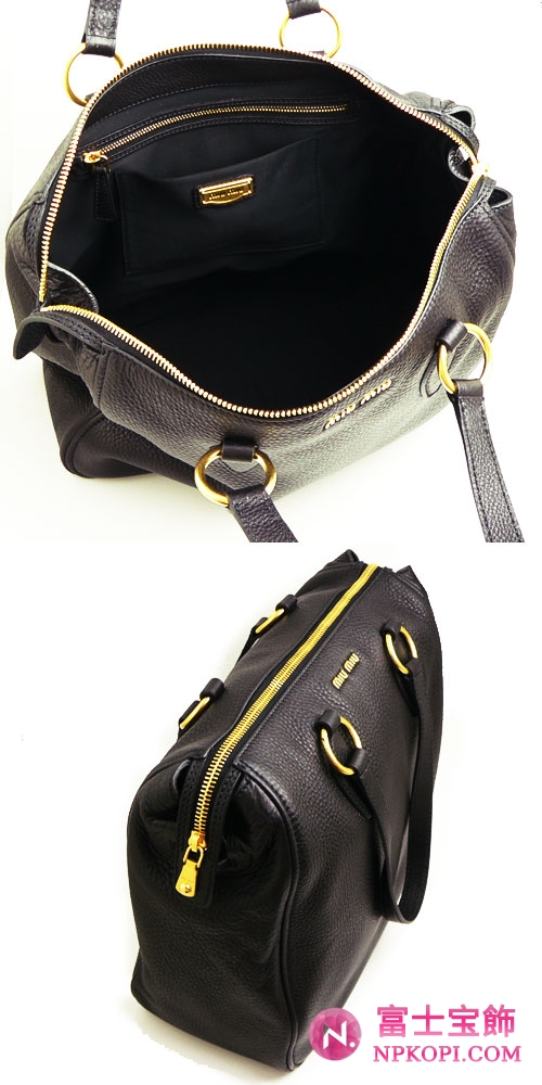 MIUMIU バッグ ショルダートートバッグ レディース レザー ブラック RR1787 VITELLO CARIBU NERO